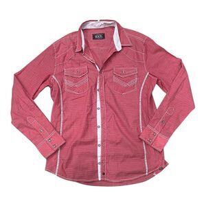 Buckle Black Red Western Athletic Fit Button Up L